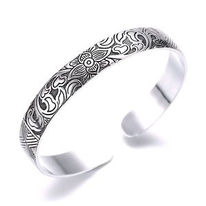 Unisex Lotus 999 Pure Silver Cuff Bracelet 60mm Adjustable‎